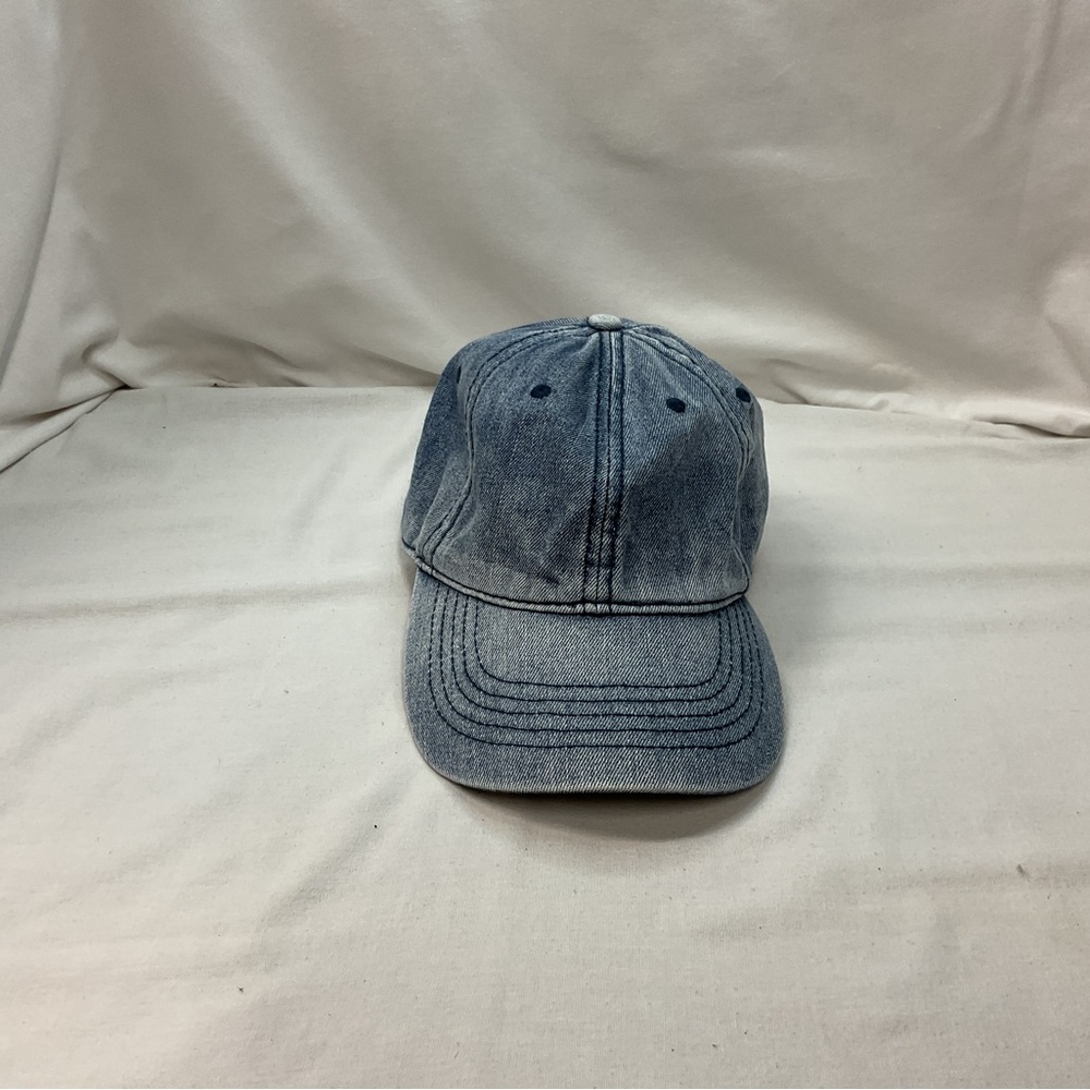 Blue Denim Baseball‎ Hat Leather Adjustible Strap Casual Excellent Condition